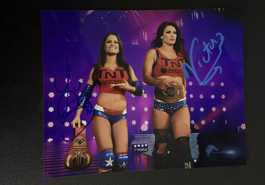 Brooke Tessmacher Lisa Varon Signed 8x10 TNA Impact WWE