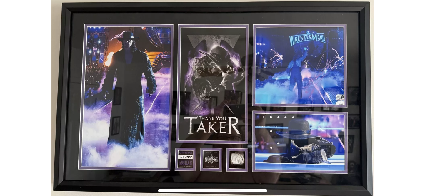 Signed Undertaker "Thank You Taker" WrestleMania 33 Commemorative Plaque 119/500