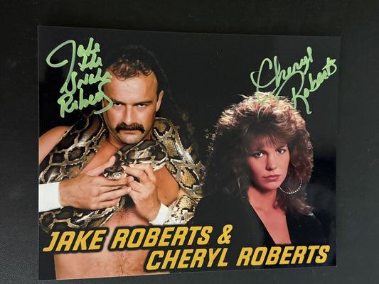 Jake "The Snake" Roberts & Cheryl Roberts Signed 8x10 Photo WWF AEW